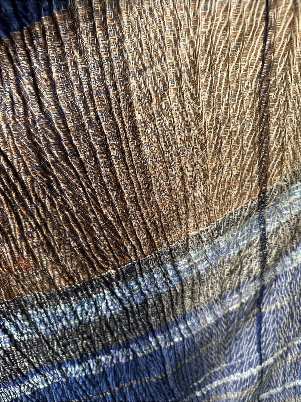Tamaki Niime Crafted For Lexus Cotton Shawl Blue Brown Plaid Gauzy Beachy